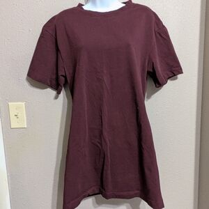 H&M Maroon Cotton Short Sleeve Tee Dress